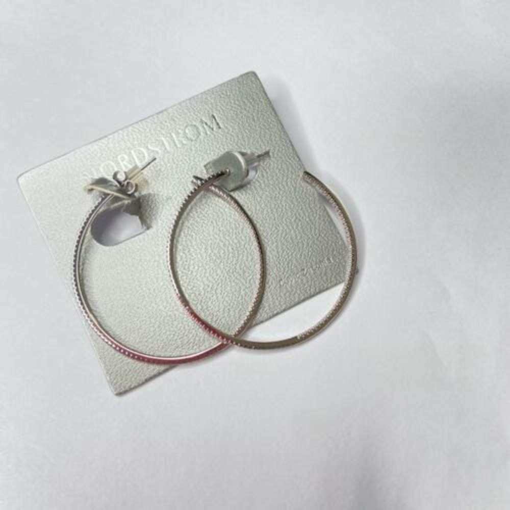 Nordstrom cubic zirconia pave hoops silver plated